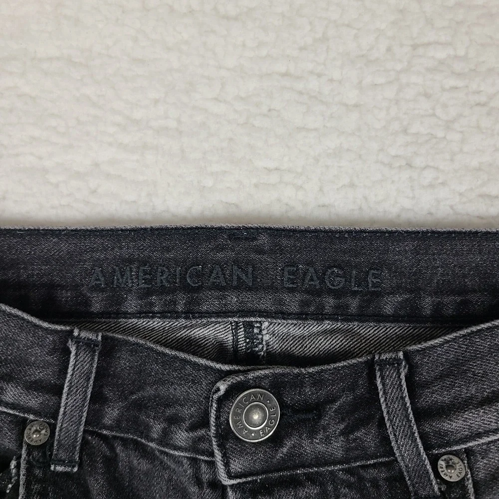 American‎ Eagle Jeans Womens 8 Black Sage 90s Boyfriend Distress Dark Wash EC